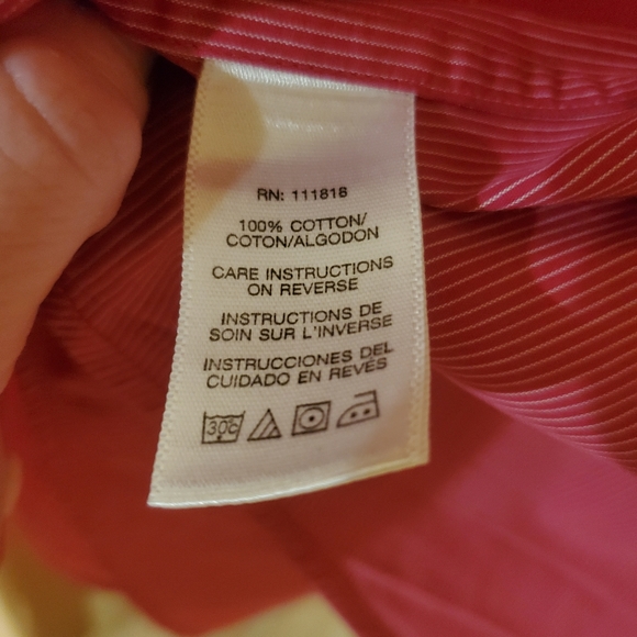 Michael Kors Pinkish Red Pinstriped Button Down Mens L - Picture 5 of 9